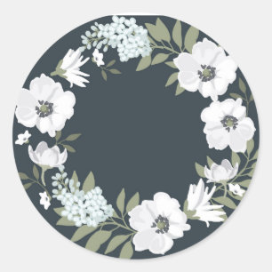 Adesivo Redondo Terra Floral Preta e Branca
