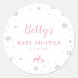 Adesivo Redondo Terra maravilhosa do inverno, Chá de fraldas prate