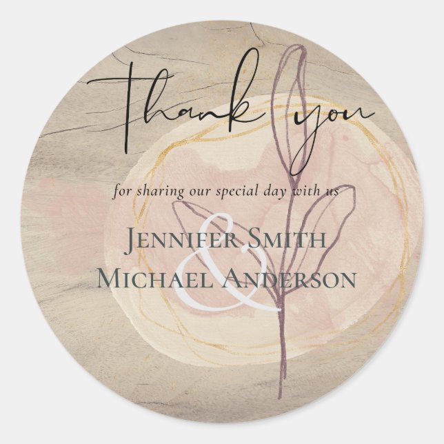 Adesivo Redondo Terra Natural Folhas de Madeira Russa (Frente)