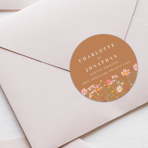 Adesivo Redondo Terracota Boho Floral Casamento de Outono
