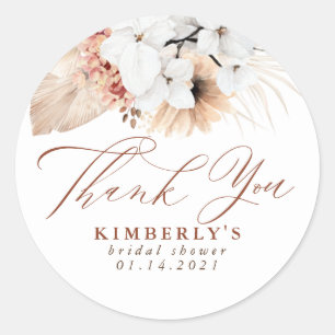 Adesivo Redondo Terracota Floral Exótico Boho Obrigado