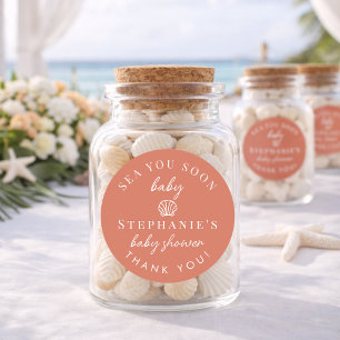 Adesivo Redondo Terracota Nos vemos em breve Obrigada Chá de Bebê