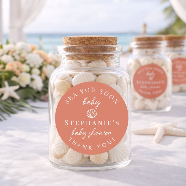 Adesivo Redondo Terracota Nos vemos em breve Obrigada Chá de Bebê (Criador carregado)