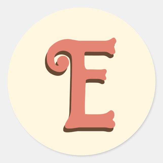 Adesivo Redondo Terracotta 3D Letra Inicial Moderna | Ivory Cream (Frente)