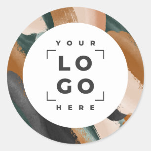 Adesivo Redondo Terracotta, abstrato verde pintou o mínimo moderno