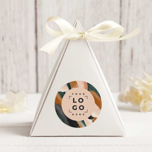 Adesivo Redondo Terracotta, abstrato verde pintou o mínimo moderno (Criador carregado)