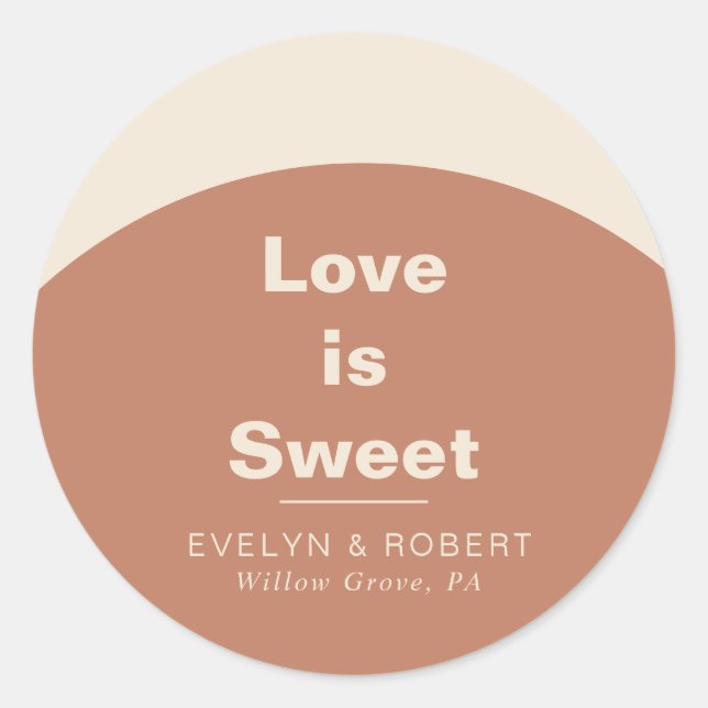 Adesivo Redondo Terracotta Arch Formal Wedding Love é Sweet (Frente)