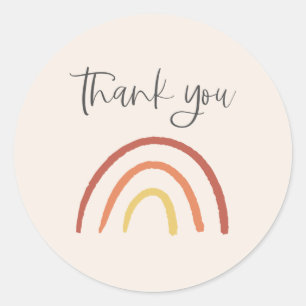 Adesivo Redondo Terracotta Arco-Íris, Rosa, Muito Obrigado