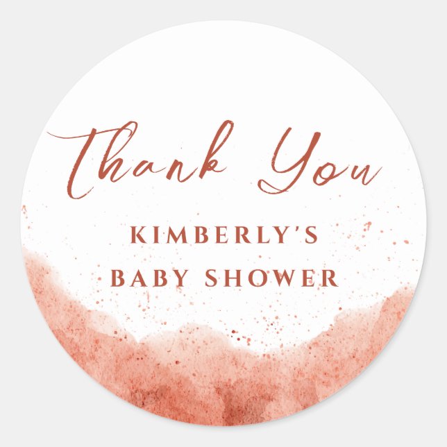 Adesivo Redondo Terracotta Boho Desert Chá de fraldas Obrigado (Frente)