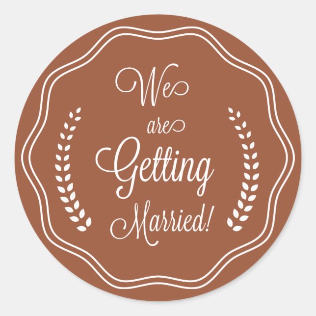 Adesivo Redondo Terracotta Bonito Script Seal Salvar Data (Frente)