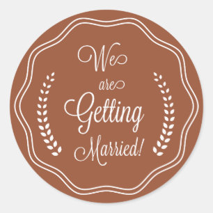 Adesivo Redondo Terracotta Bonito Script Seal Salvar Data