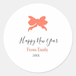 Adesivo Redondo Terracotta bow happy new year name year boho retro