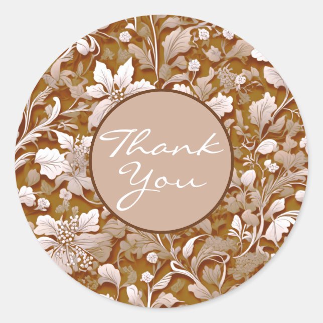 Adesivo Redondo Terracotta Burnt Orange Modern Botanho Moderno (Frente)