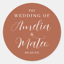 Adesivo Redondo Terracotta Calliografia Envelope Selo De Casamento