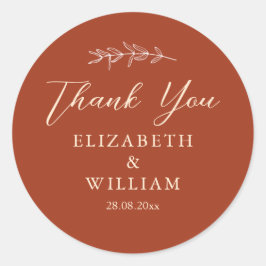 Adesivo Redondo Terracotta Casamentos Obrigado