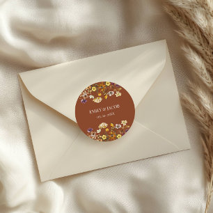 Adesivo Redondo Terracotta & Cream Wildflower Boho Casamento