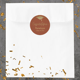 Adesivo Redondo Terracotta de Graduação Confetti