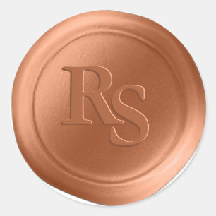Adesivo Redondo Terracotta Dupla Monograma Faux Cera Selo