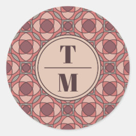 Adesivo Redondo Terracotta e Rosa Desbotada Favor de Casamento Art