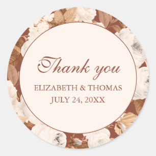 Adesivo Redondo Terracotta Escuro Obrigado A Pau Redondo com Penez