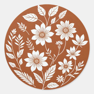 Adesivo Redondo Terracotta Floral Boho Circle Sticker