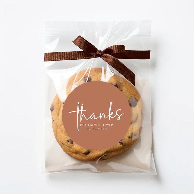 Adesivo Redondo Terracotta Minimalist Chá de panela Favor Sticker (Criador carregado)