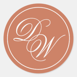Adesivo Redondo Terracotta Monograma Simples Branco Castanho