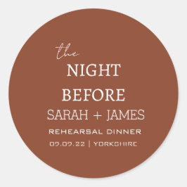 Adesivo Redondo Terracotta na Noite Antes do Janto de Ensaio