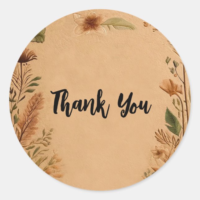 Adesivo Redondo Terracotta Peach Prisionou Flores Boho Casamento (Frente)