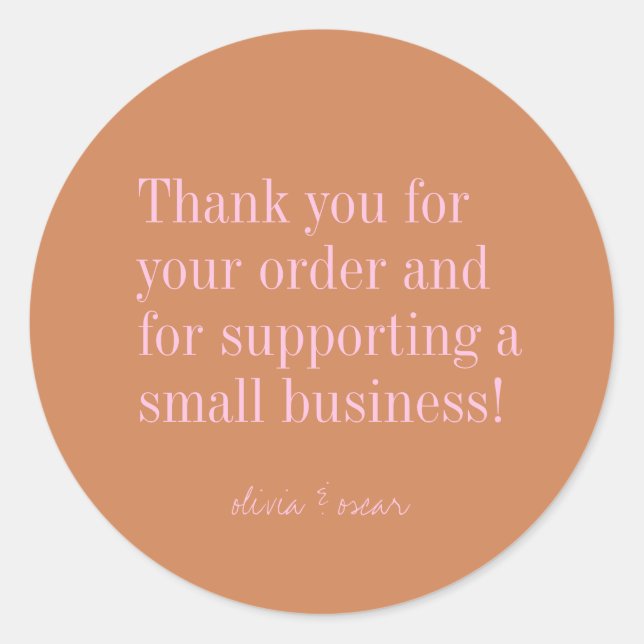 Adesivo Redondo Terracotta Personalizada Pequenas Empresas Obrigad (Frente)