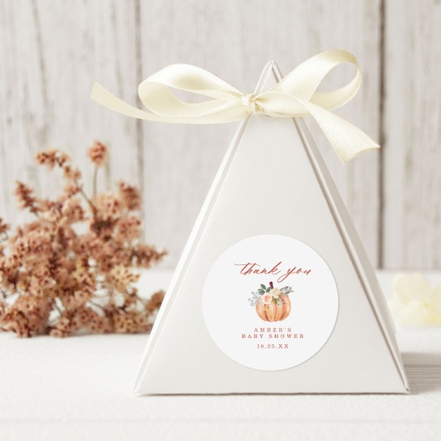 Adesivo Redondo Terracotta Pumpkin Chá de fraldas Obrigado (Criador carregado)