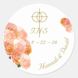 Adesivo Redondo Terracotta Rosa Católica Casamento