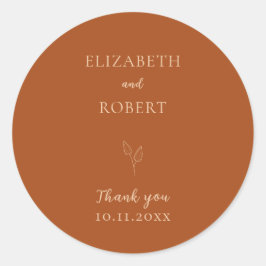 Adesivo Redondo Terracotta Simple, Casamento Laranja Queimado