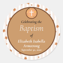 Terracotta Stripe e Leaf Wreath Caiam Batismo