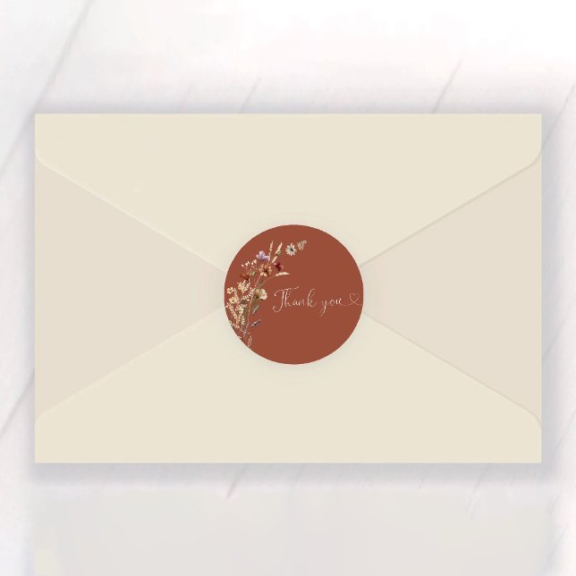 Adesivo Redondo Terracotta Tiny Chá de panela de flor selvagem (Criador carregado)