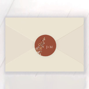 Adesivo Redondo Terracotta Tiny Wildflower Wedding