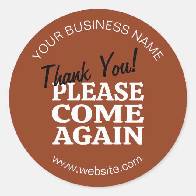 Adesivo Redondo Terracotta Vintage Inspirou Obrigado (Frente)