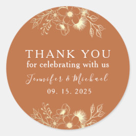 Adesivo Redondo Terracotta Wedding Obrigado