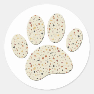 Adesivo Redondo Terrazzo Dog Pawprint Art
