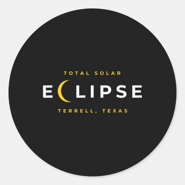 Adesivo Redondo Terrell Texas Solar Eclipse (Frente)