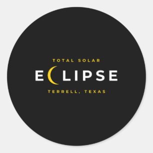 Adesivo Redondo Terrell Texas Solar Eclipse