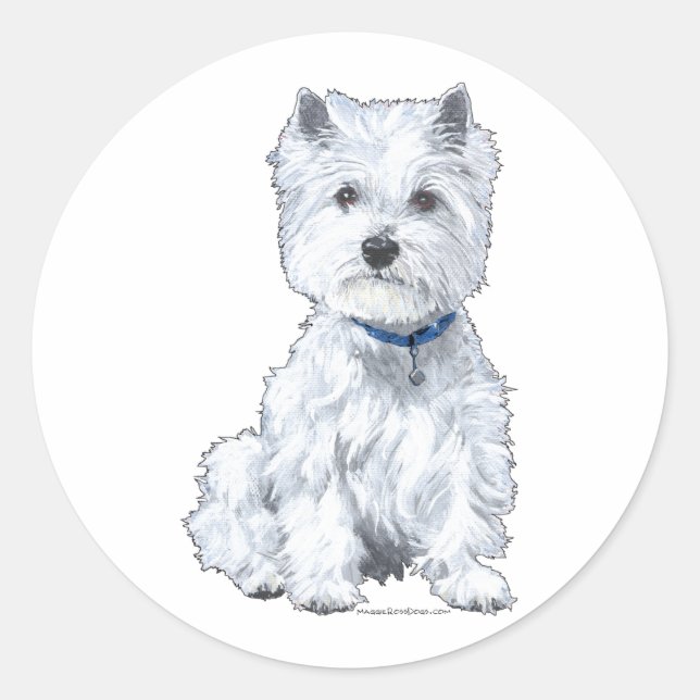 Adesivo Redondo Terrier Branco do West Highland (Frente)