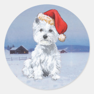 Adesivo Redondo Terrier Branco do West Highland Natal