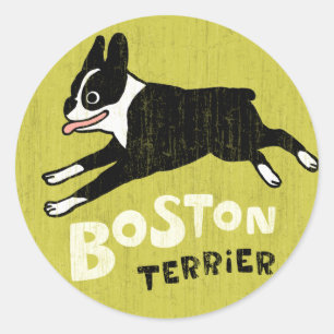 Adesivo Redondo Terrier de Boston