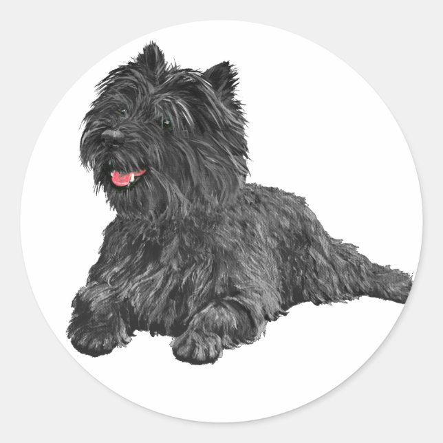 Adesivo Redondo Terrier do Cairn Negro (Frente)