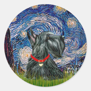 Adesivo Redondo Terrier Escocês 12c -Noite Estrelada