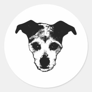 Adesivo Redondo Terrier Mix Loup Portrait Sticker