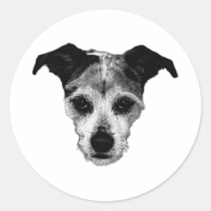 Adesivo Redondo Terrier Mix Loup Portrait Sticker