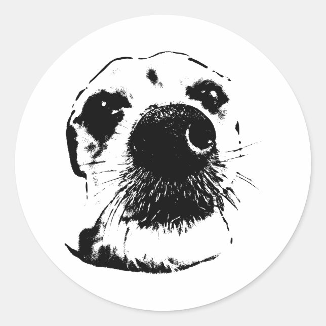 Adesivo Redondo Terrier Nose Sticker | Black & White Art (Frente)