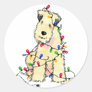 Adesivo Redondo Terrier Wheaten brandamente revestido - Natal